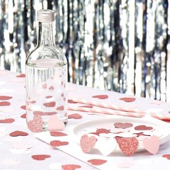 Rose-Gold Pink White Heart Confetti – 300pcs Valentines Mothers Day Engagemen…