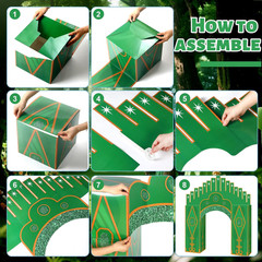 7 Pcs Emerald Cardboard Castle Green Wizard Playhouse Large Wizard Party Decorat