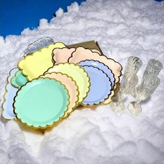7 Inch Paper Plates Dinner Size Disposable Plate 40 Pack Pastel Macaron Color…