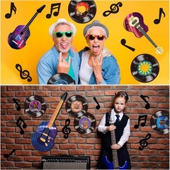 40 Pcs Music Party Decorations Musical Notes Rock and Roll Record Cutouts Sil…