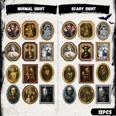 Scary Halloween Party Decoration 3D Changing Face Portraits 12 Pack Indoor Decor