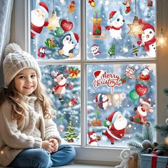 168 Pcs Christmas Window Decorations – Merry Clings for Red
