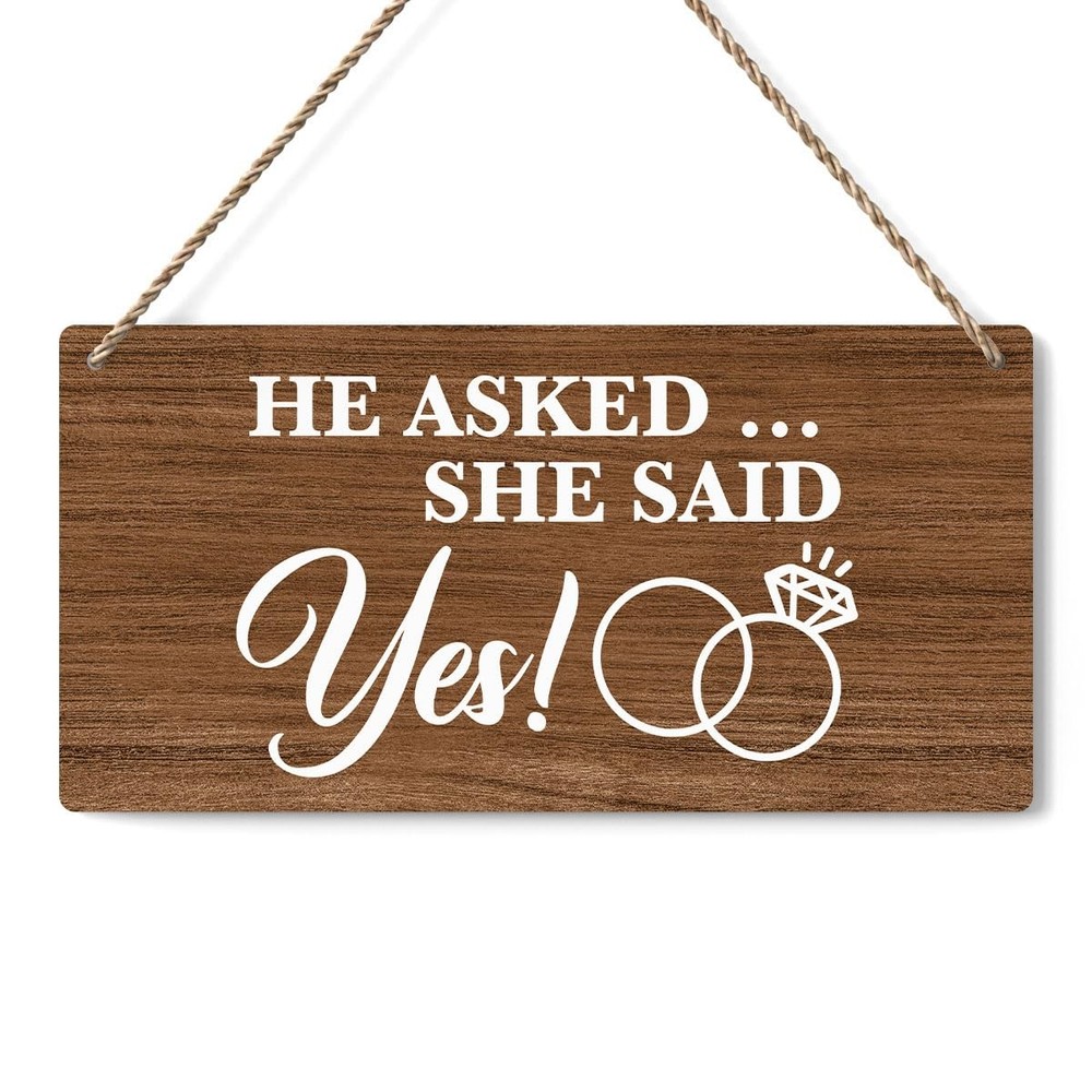 Rustic Wedding Sign She Said Yes, Engagement Wedding Photo Props Sign, Weddin…