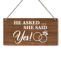 Rustic Wedding Sign She Said Yes, Engagement Wedding Photo Props Sign, Weddin…