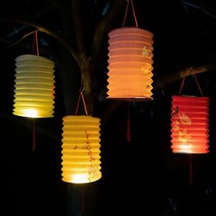5 LED Lighted Paper Lanterns Hanging Decorations Set Colorful Party Home Decor