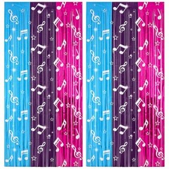 2 Pack Music Theme Fringe Curtain Backdrop 40 3.3ftx6.6ftx2pcs Blue&purple&pink