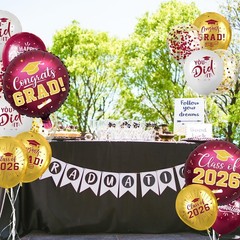 Maroon and Gold Graduation Balloons Graduation Decorations 2026, 51Pcs Grad L…