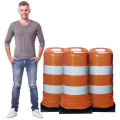 CONSTRUCTION BARRELS Set of 3 CARDBOARD CUTOUT Standups Standees Posters Props