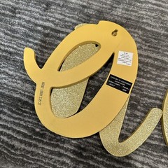 Gold Glitter One Letters Sign for First Birthday 1st Decoration O N E 8” Cursive