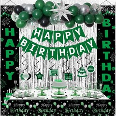 Green Birthday Decorations for Men & Boys – Black & Green Party Supplies, Bday B
