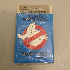 Vintage Ghostbusters 1980s Sealed Party Napkin Pack & 5 Invitations w/Envelopes