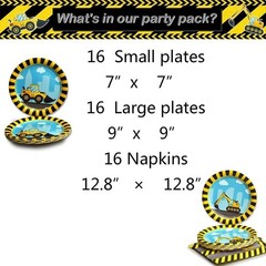 Construction Party Supplies Set – 48 Pcs Disposable Tableware for Kids’ Birthday