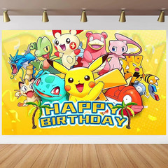Pokemon Pikachu Theme Birthday Party Backdrop Decor 5x3ft Banner Decoration