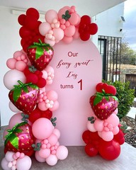 Strawberry Balloons Garland Arch Kit – 153Pcs Different Size Red and Pink Bal…