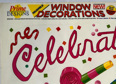 Party window clings, “Celebrate”, from Prime Designs, Reusable, NOS
