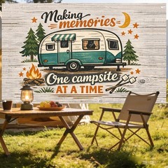 Polyester Retro Trailer Banner 71×43 – Perfect for Family Events & Parties
