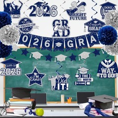 Graduation Banner Decorations,2026 Grad Banner and Congrats Grad Hanging Swir…