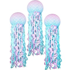 3PCS Mermaid 8INCH/10Inch Paper Lanterns Set Jellyfish Scales Design under the