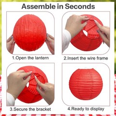 16pc Red Gingham Paper Lantern Party Decorations; Picnic BBQ Italian Theme