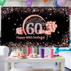 60Th Birthday Banner Decorations Backdrop for Women, Extra Large 60 Year Old Bir