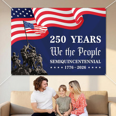 America 250 Banner Decorations 7×5 Ft American 1776-2026 Backdrop Banner USA Ind