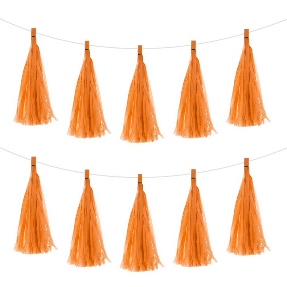 30Pcs Dark Orange Tassel Garland Banner with Rope