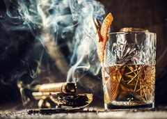 7X5Ft Fabric Cigar and Whiskey Backdrops for Photography Burning Cigarette Whisk