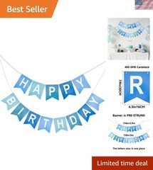 Blue Happy Birthday Banner Birthday Party Banner NO DIY Happy Birthday Sign P…