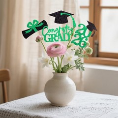 16 PCS Green Black DoubleSided 2026 Graduation Centerpieces Table Toppers