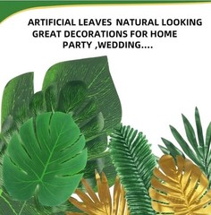 72 Pcs Tropical Leaves Faux Leaf Greenery Party Decor