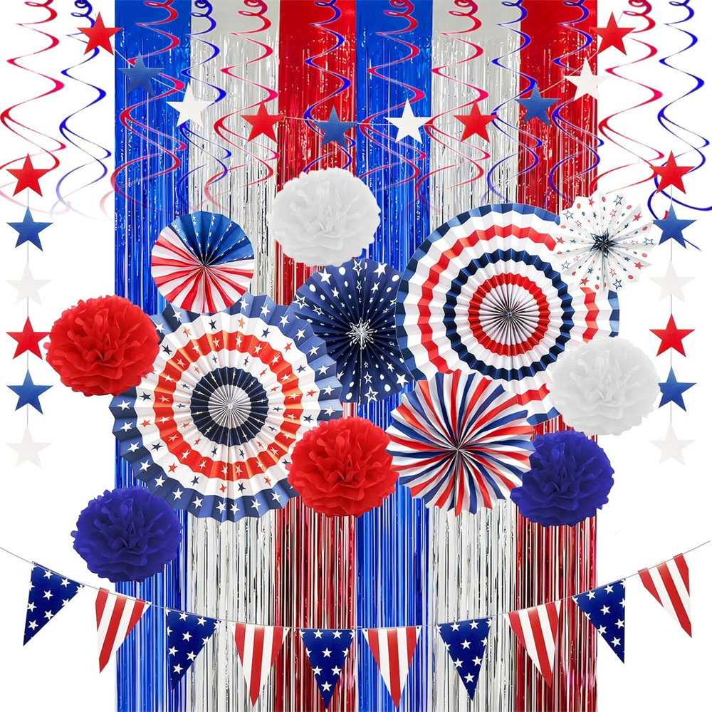 28 Pcs Fourth/4Th of July Decorations, 250Th Anniversary Patriotic Memorial Deco