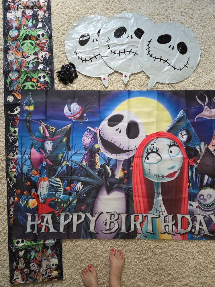 Nightmare Before Christmas Party Supplies Birthday Wall Banner + Balloons Jack