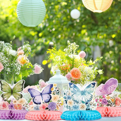 12 Pcs Butterfly Centerpieces for Tables Floral Butterfly Birthday Party Decorat