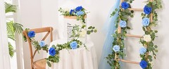 2Pcs 13 Ft Artificial Flower Garlands Real Touch Fake Floral Silk Pink Rose