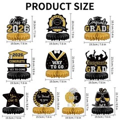 10Pcs Graduation Decorations 2026 Class of 2026 Congrats Grad Table Honeycomb…