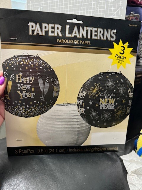 Amscan New Years 3ct. Paper Lanterns 9.5″ Hanging Decoration Party Supply New!!!