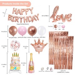 Decoraciones De Cumpleaños Cortinas Globos Rose Gold y Rosa Para Mujer En Oferta