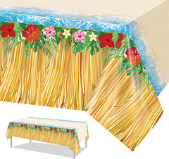 2 Pcs Hawaiian Table Cloths Luau Grass Skirt Tablecloths Tropical Hawaiian Party