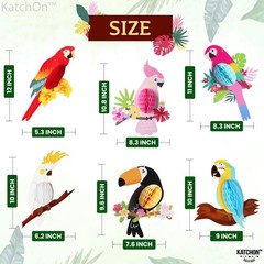 , Large Tropical Bird Decorations – 12×5.3 Inch | Jungle Theme Decorations, L…