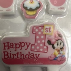 Disney Minnie Mouse 1st Happy Birthday Party Candles Pink Brand New Cake Topper
