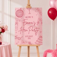 Personalised Hen Party Welcome Sign | Bridal Shower Board, Custom Hen Do Sign