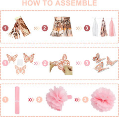 Rose Gold Birthday Party Decorations Kit for Women Girls, Foil Confetti Rose Gol