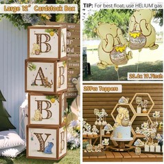 Baby Shower Decorations Winnie Bear Balloons Banner Backdrop Kit for Gender
