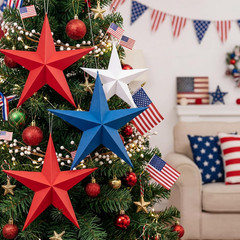 18 Pcs 12» 3D Large Patriotic Paper Stars Hanging Decorations 4Th of July Red W
