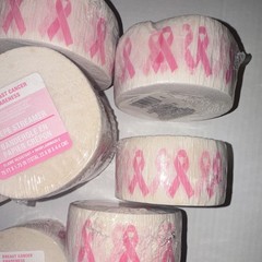 Breast Cancer Awareness Ribbon Streamers Pink White Crepe Paper Decor 9 rolls