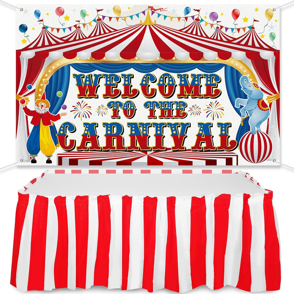 Large Carnival Circus Party Decorations 71 X 43 Inch, Welcome to the Carnival Ba