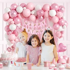 Pink Birthday Decorations with Pearl White Light Pearl Metallic Pink Foil
