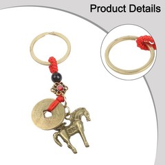 Feng Shui Charm Brass Horse Keychain Feng Shui Figure Metal Alloy Finish