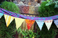 Multicolor Indian Garland Silk Sari Bunting 19 Flag Tea Party Banners Boho 360cm