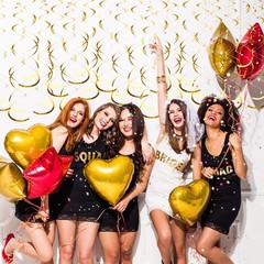 42 PCS Gold Hanging Swirl Party Decorations Foil Streamer Spiral Ceiling Decor